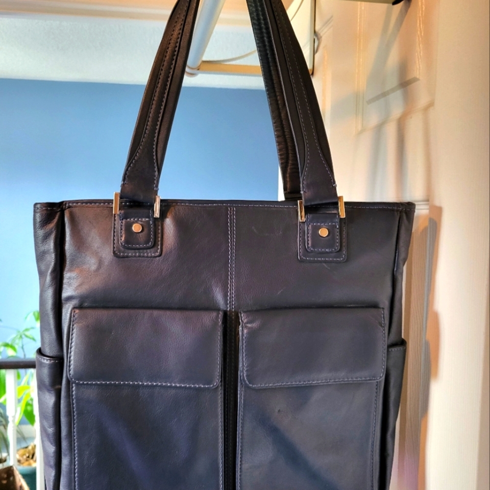 Authentic Danier laptop bag, never used, dusty  blue colour 13x13x3